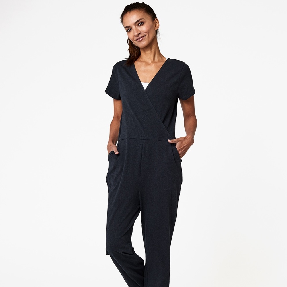 Pact Wrap Front Heather Grey Jumpsuit